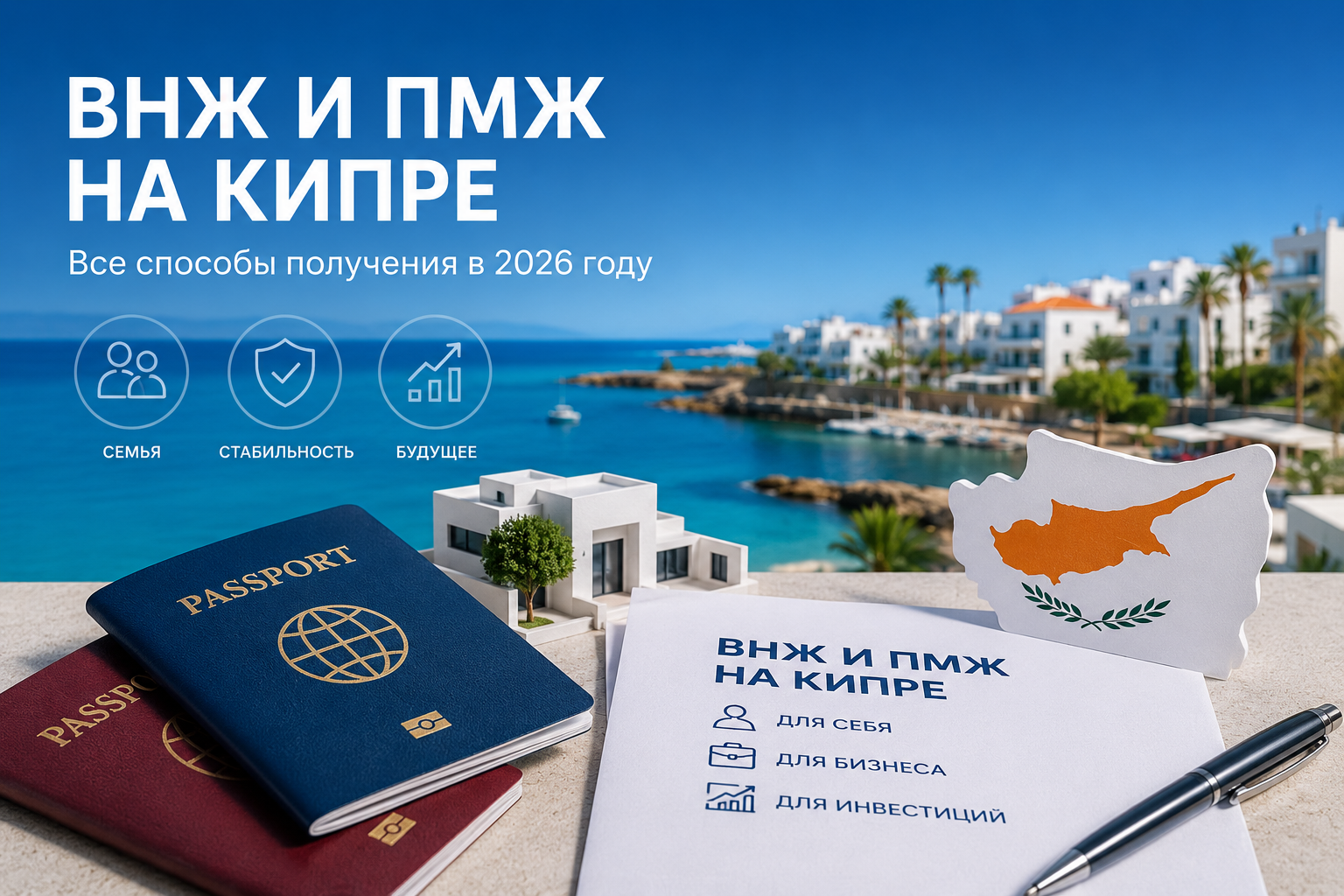 ВНЖ и ПМЖ на Кипре — паспорта, документы, вид на побережье